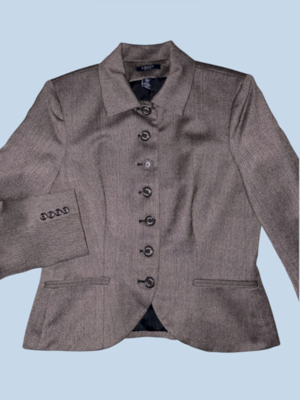 Vintage CHAPS Ralph Lauren Multi Button Front Tweed Wool Blazer Sz L